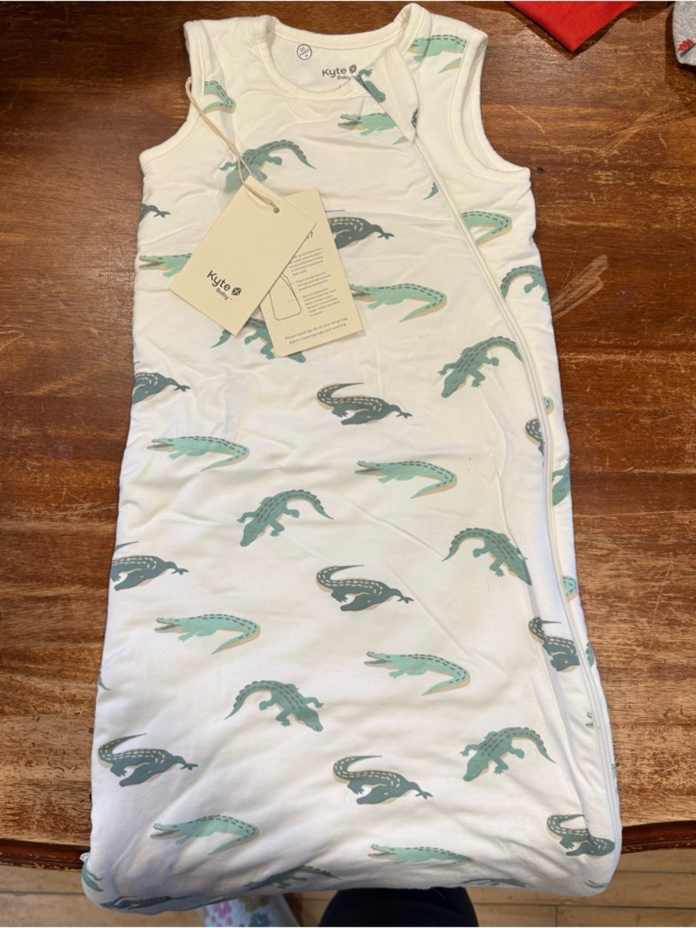 Kyte BABY White Sleep Sack with Mint Alligator Print